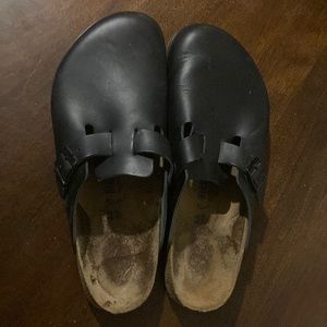 Birkenstock Boston black men’s shoes with skid proof work sole
